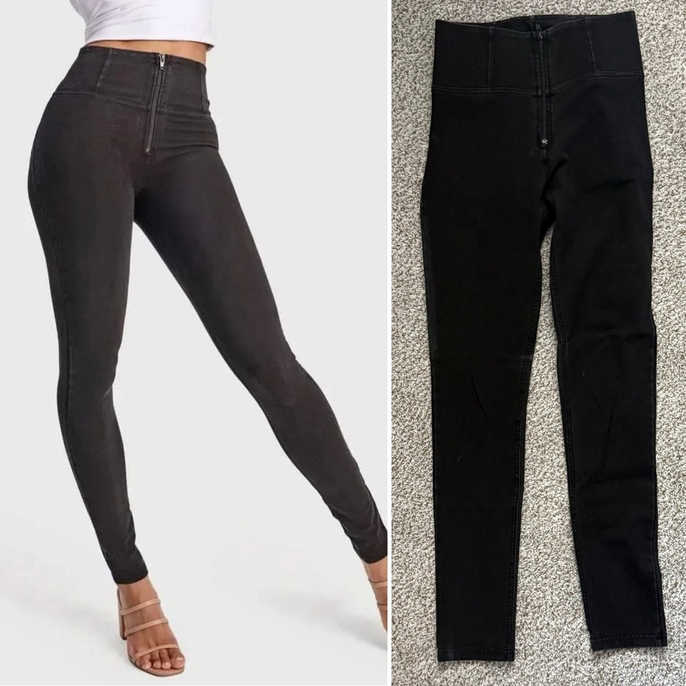 Freddy WRUP Denim High Waist Full length black with black stitching